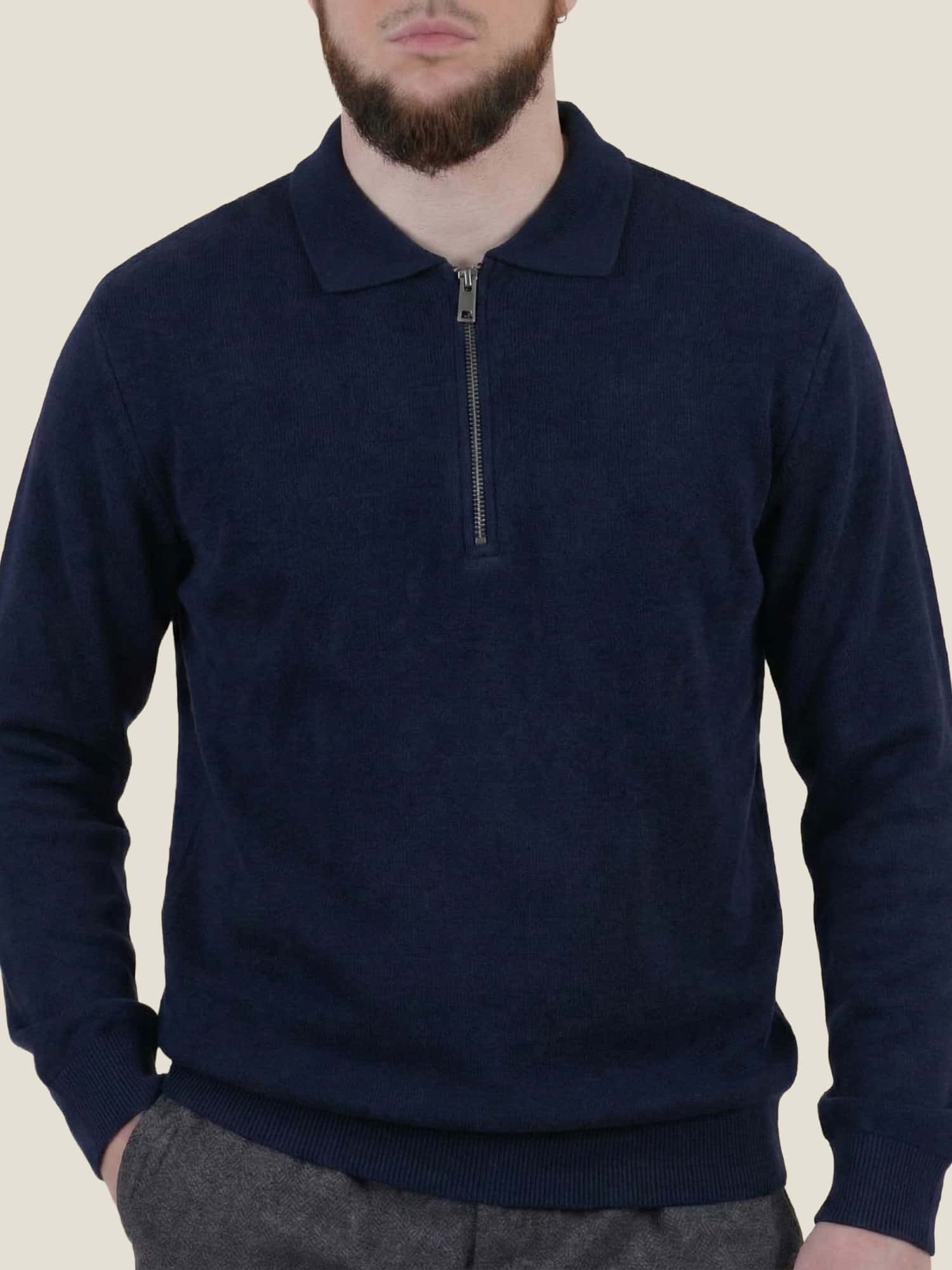 Джемпер-поло темно-синій